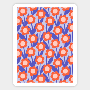 Minimal daisy flower pattern in blue and red Magnet